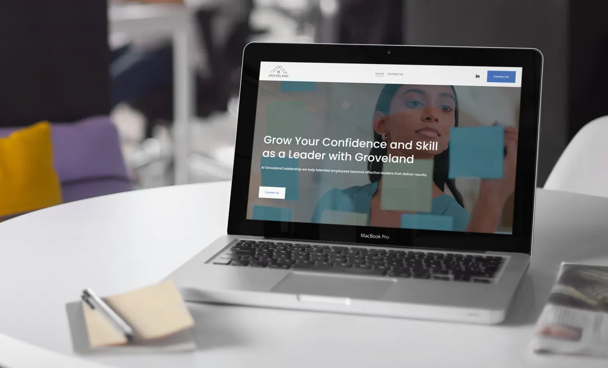 Groveland leadership coaching website on a MacBook